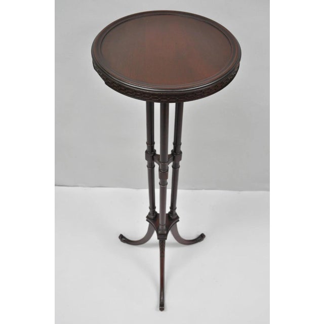 Traditional Vintage Mersman Regency Style Mahogany 46" Tall Pedestal Plant Stand Table For Sale - Image 3 of 15