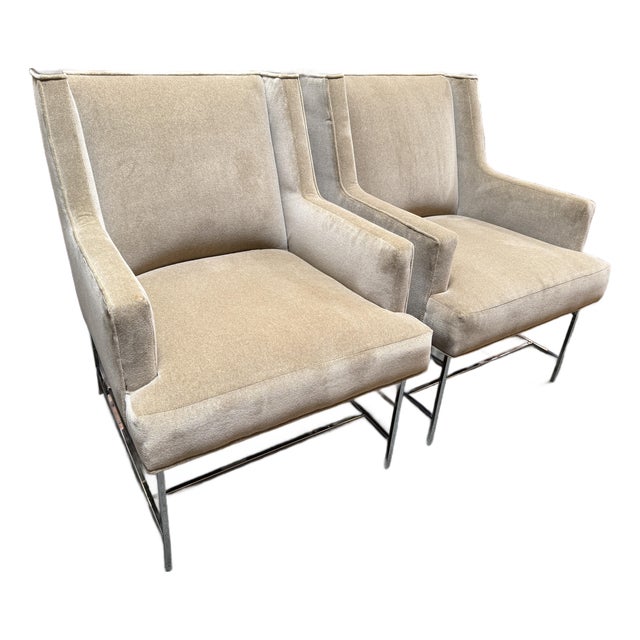 Michael Weiss for Vanguard Furniture Mohair Chairs, Pair For Sale