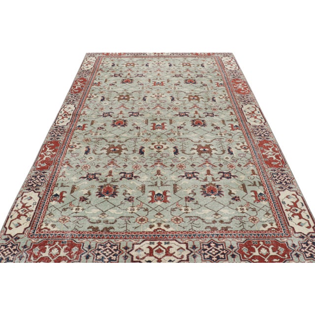 1950s Vintage Turkish Rug in Blue With Colorful Geometric Patterns, From Rug & Kilim For Sale - Image 5 of 7