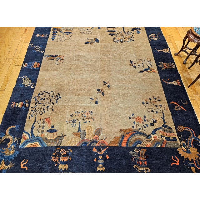 1900 - 1909 Vintage Chinese Art Deco Rug, Hand-Knotted Wool, Four Dragons Design, 9' x 12' For Sale - Image 5 of 18