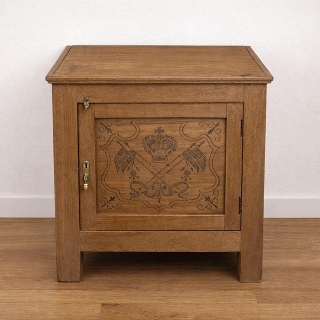 Antique Oak Side Cabinet with Carved Motifs, 1890s For Sale - Image 13 of 13