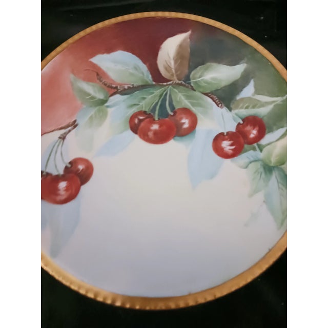 Limoges France 1909 Signed Hand Painted Cherries Plate For Sale - Image 4 of 9