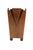 A handsome Art Deco style teak wood waste basket or bucket. A tapered design with a notched top rim with rays of...