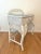 Heywood-Wakefield Vintage White Rectangular Wicker & Bamboo Desk, Console or Vanity With Glass Top For Sale - Image 4 of 11