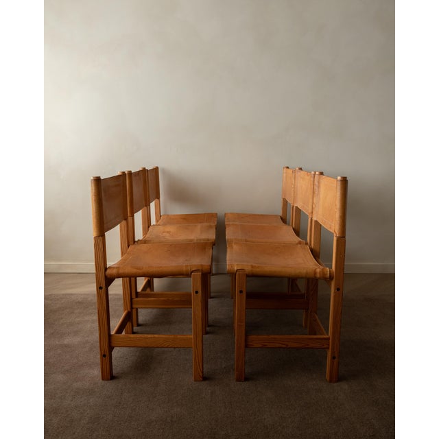 Brown Vintage Kotka Safari Dining Chairs in Pine and Saddle Leather attributed to Tomas Jelinek for Ikea, 1980s, Set of 6 For Sale - Image 8 of 18