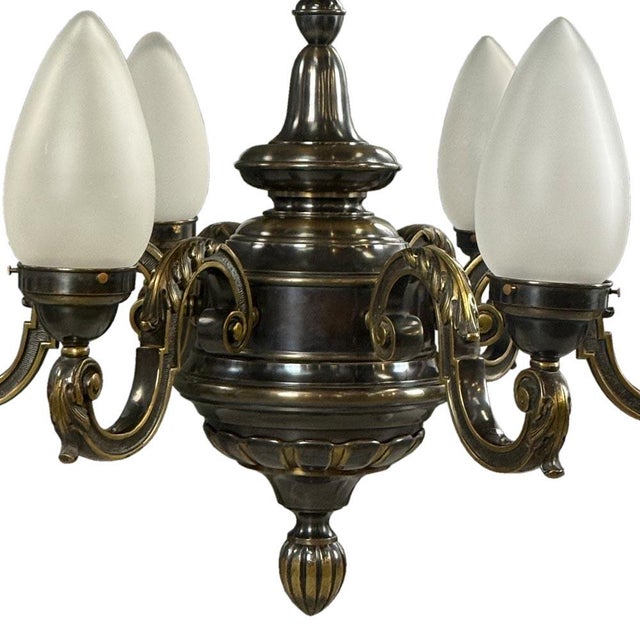 Antique Brass Chandelier with Adjustable Arms, Former Czechoslovakia, 1910s For Sale - Image 6 of 11