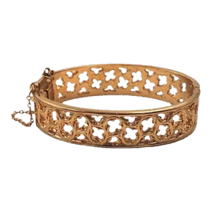 Vintage 1972 Signed Napier Gothic Style Goldtone Cuff Bracelet