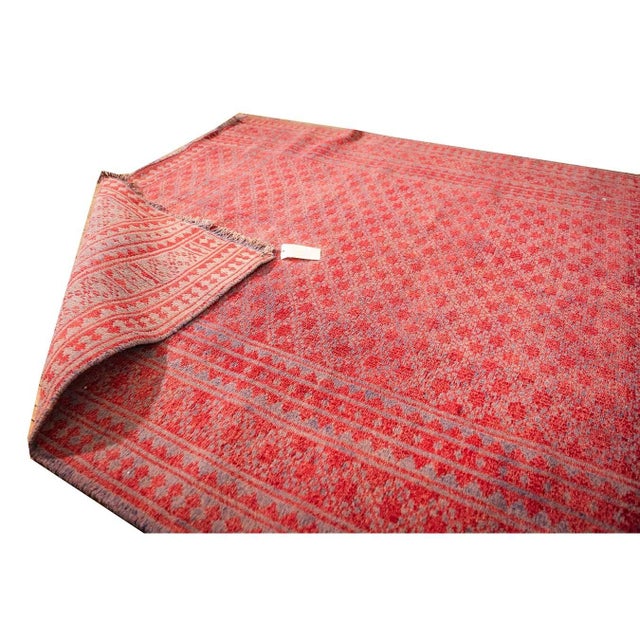 Red 1950s Red Mid Century Modern Geometric Cotton Vintage Persian Ziloo Knotted Rug For Sale - Image 8 of 8