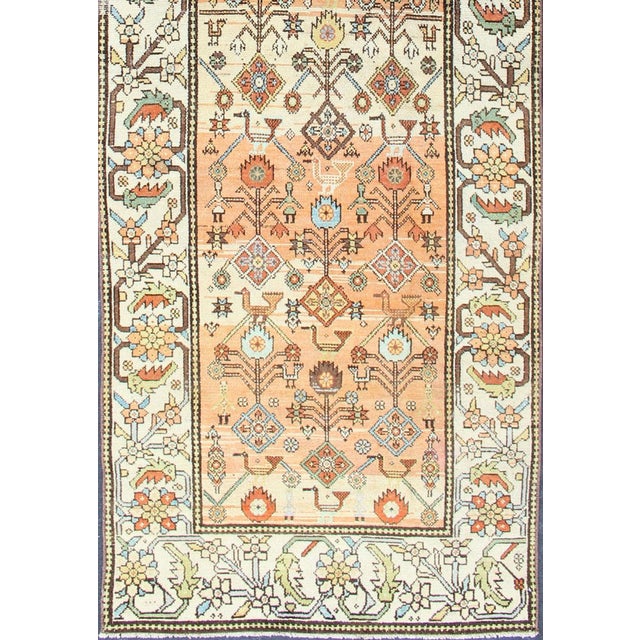 Tribal Antique Persian Bakhtiari Runner With Lattice Design in Peach and Ivory Tones 3'7 X 11'2 For Sale - Image 3 of 16