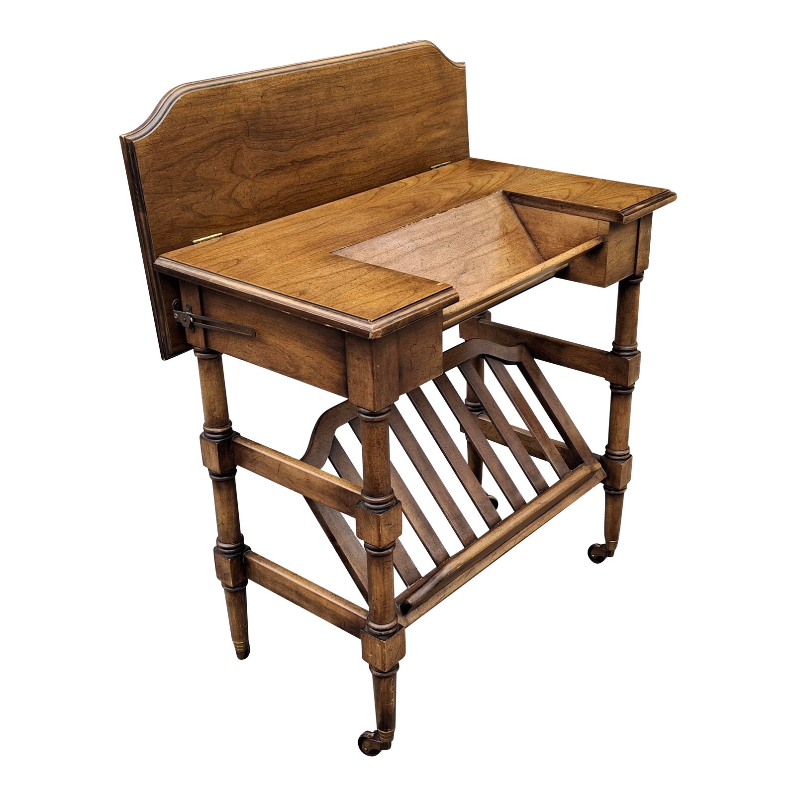 Mid 20th Century Brandt Mid-Century Walnut Flip Top Rolling Dictionary ...