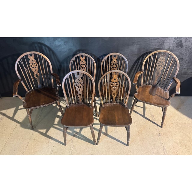 Wheel Back Dining Chairs, 1960s, Set of 6 For Sale - Image 3 of 11