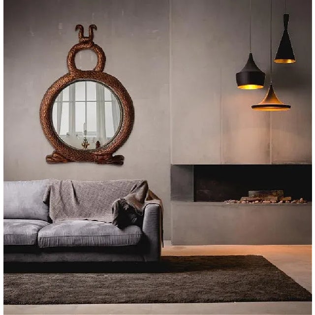 Art Nouveau Large 54" Vintage Serpent Snake Wall Mirror For Sale - Image 3 of 7