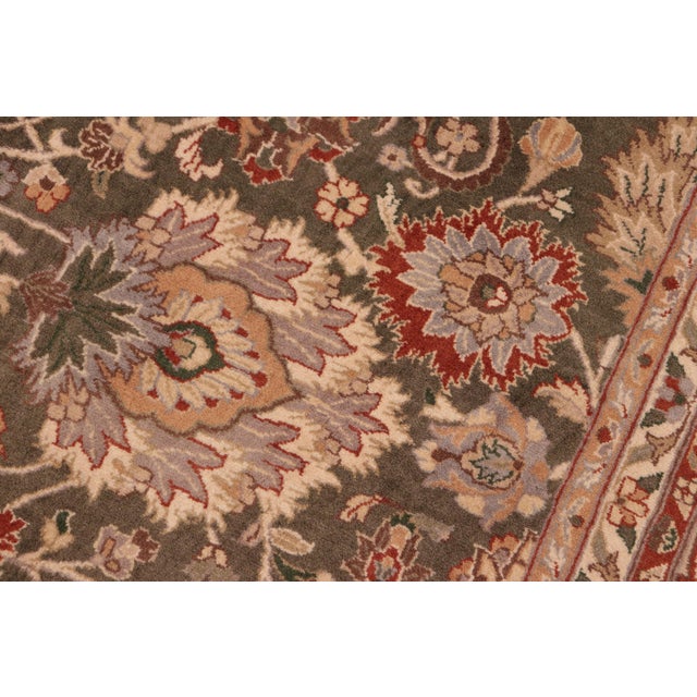 Floral 1990's Pak-Persian Green/Taupe Wool Rug - 6'0'' X 8'9'' For Sale - Image 4 of 9