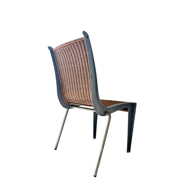 Black Prototype Chair in Metal and Wicker by Alfredo Arribas, 1980s For Sale - Image 8 of 11