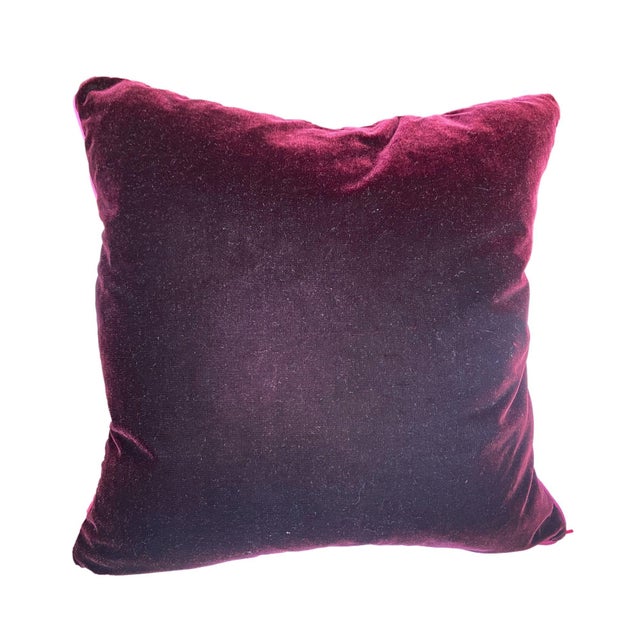 Transitional Deep Burgundy Velvet Throw Pillow Cover For Sale - Image 3 of 3