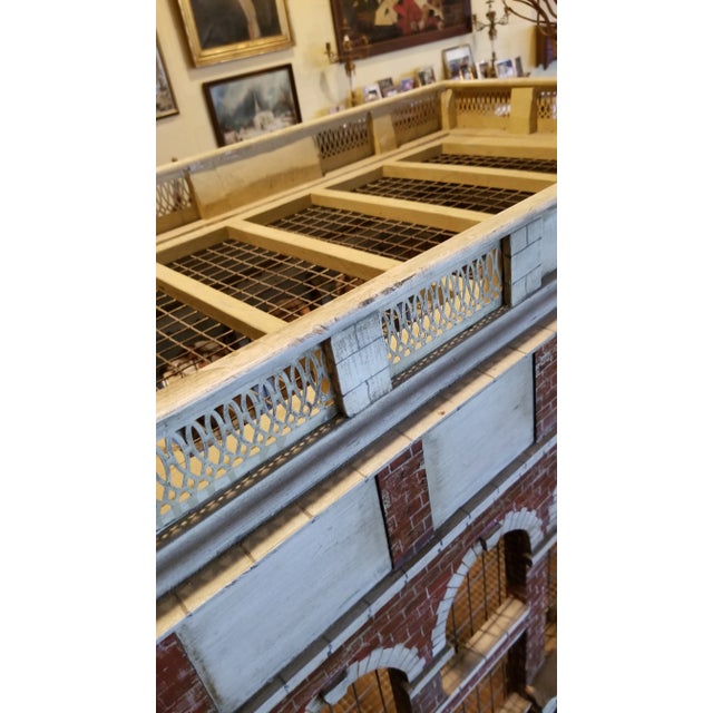 Hand painted and hand carved wood architectural aviary with custom base. This was acquired in San Francisco and appears to...