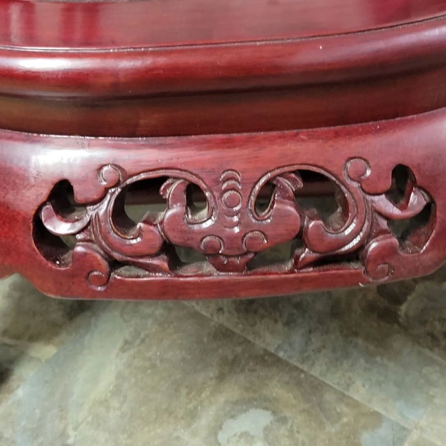 Vintage Chinese Carved Rosewood and Marble Chair For Sale - Image 9 of 11