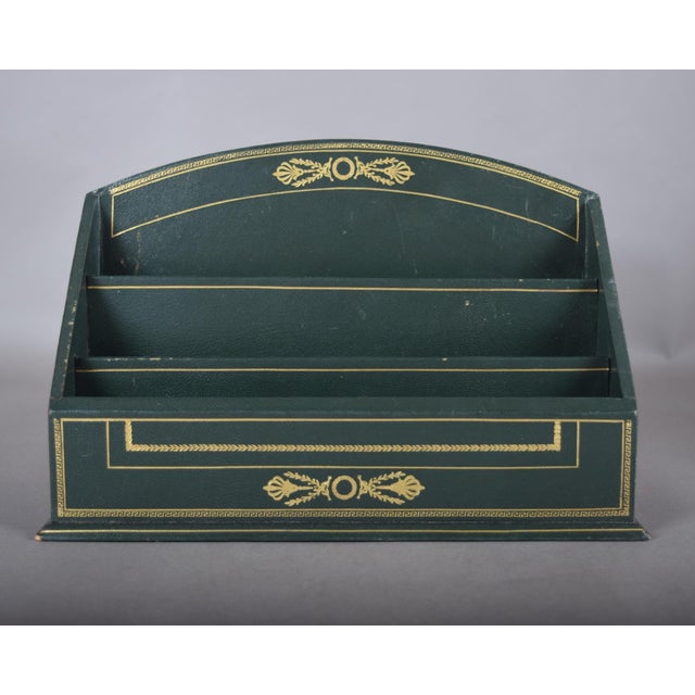 Wood Green and Gold Three-Tier Letter Holder, 1960s For Sale - Image 7 of 16