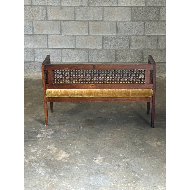 1970s Walnut and Cane Window Bench For Sale In Philadelphia - Image 6 of 10