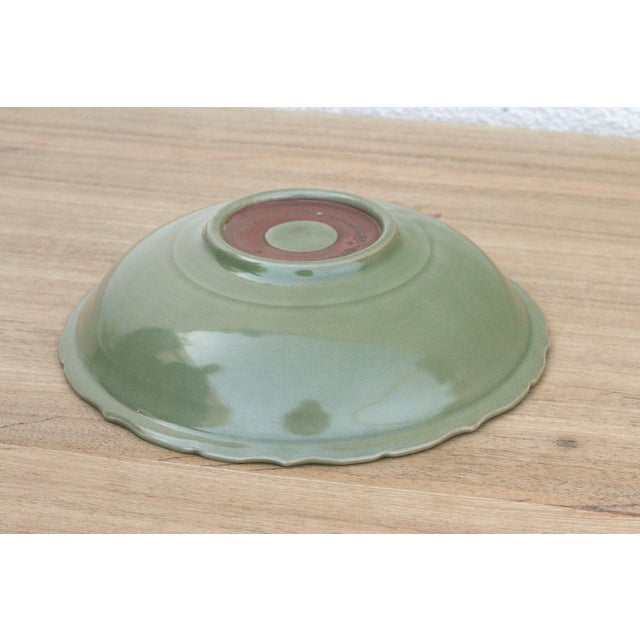 19th Century Antique Celadon Green Plate W/ Landscape Scene For Sale - Image 5 of 7