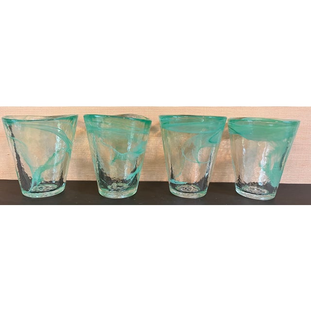 Beautiful set of four authentic Kosta Boda "Mine" Tumblers designed by renowned Swedish artist Ulrica Hydman Vallien...