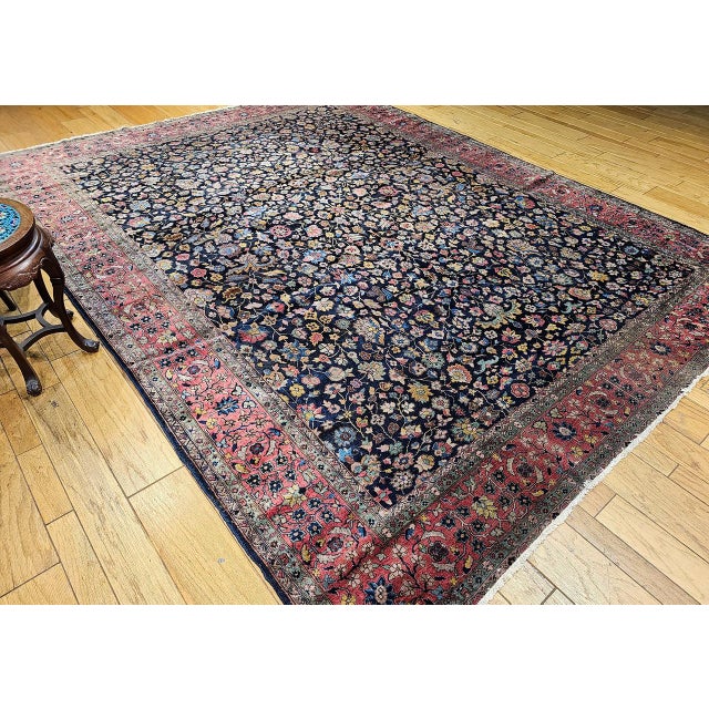 Antique Indian Agra Rug, Handwoven Wool, Allover Floral Design, 9' x 12' For Sale - Image 12 of 13