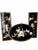 A striking three-piece decorative wall grouping featuring two slender rectangular figural panels and a broad oval floral...