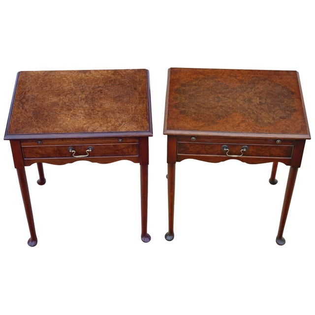 1950s Mid-Century Burr Walnut Bedside Tables from the Savoy Hotel, London, 1950s, Set of 2 For Sale - Image 5 of 13