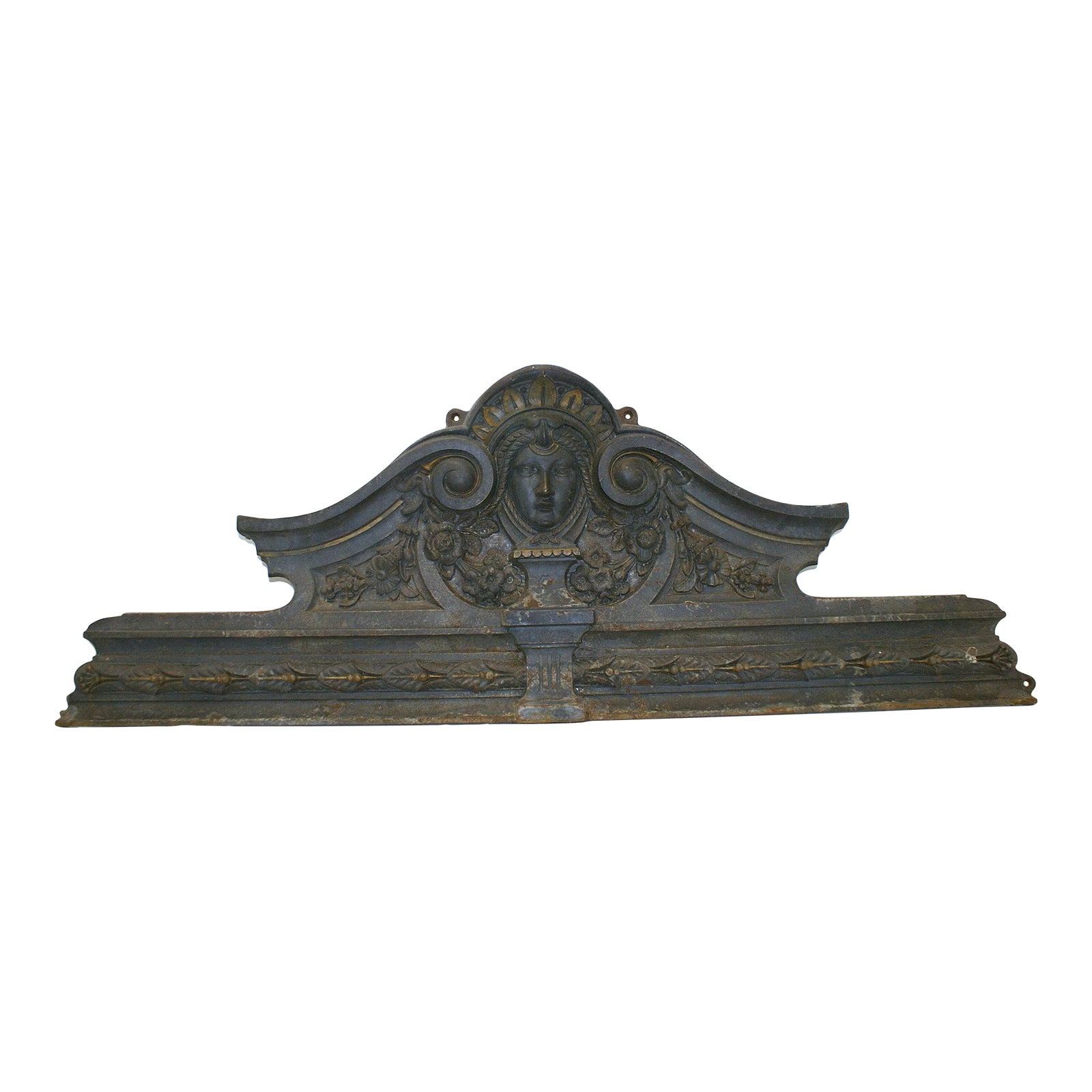 Antique Heavy Cast Iron Metal Architectural Garden Ornament Pediment ...