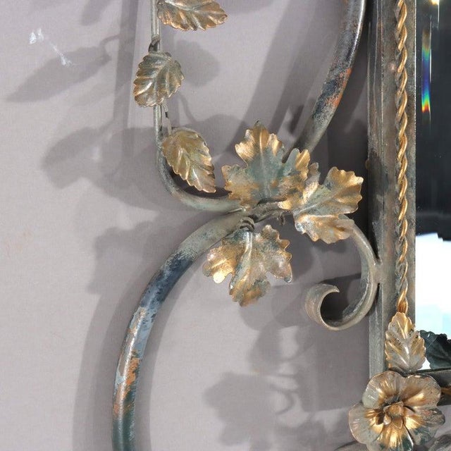 Metal Vintage LaBarge Glass , Silver & Gilt Metal Floral & Foliage Pier Table & Mirror For Sale - Image 7 of 12
