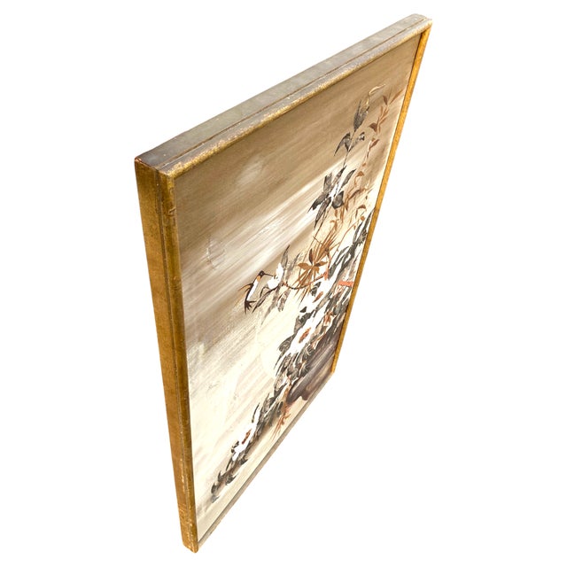 Paint Vintage Lee Reynolds Large MCM Painting Bird Floral Vanguard Studios 49" For Sale - Image 7 of 8