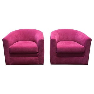 Pink Swivel Chairs - A Pair For Sale
