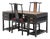 Antique Chinese Black Lacquer Scholar Travel Desk & Two Yoke Back Chairs For Sale
