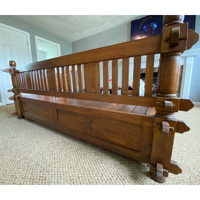 Vintage Javanese Indonesian Style Jati Wood Daybed Bench For Sale - Image 4 of 10