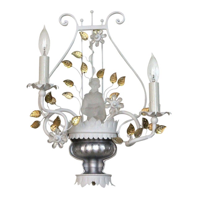Sherle Wagner Unique Chinoiserie Tole Light Sconce from Mar-a-Lago Palm Beach For Sale
