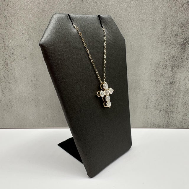 Contemporary Diamond Cross Necklace 14kt Yellow Gold 1.10ctw Gh Si 18in New For Sale - Image 3 of 6