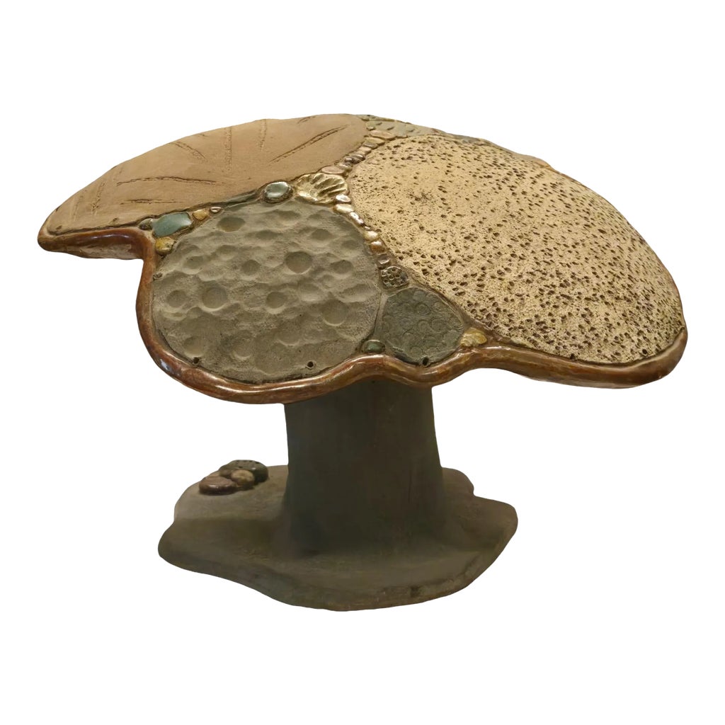 Mushroom Sculpture Ooak Pottery Folk Art Large Boho Fairy Garden  display picture 1