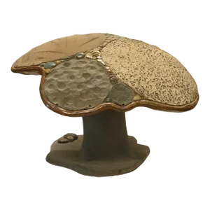 Mushroom Sculpture Ooak Pottery Folk Art Large Boho Fairy Garden Home Decor