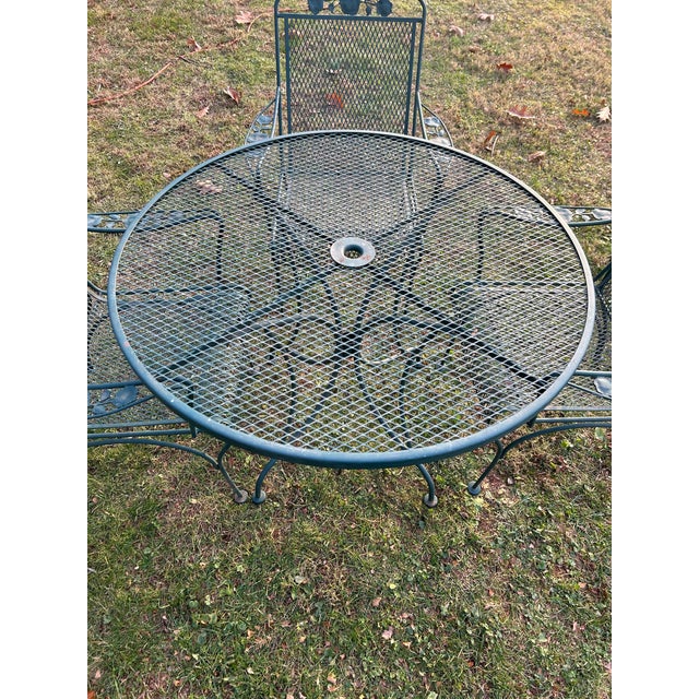 Russell Woodard 1960s Woodard Wrought Iron Patio Table & 4 Chairs For Sale - Image 4 of 8