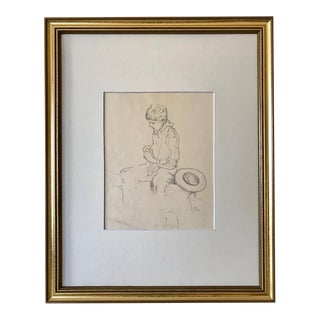 Vintage Drawing of a Young Cowboy by Robert Whitmore 1943 For Sale