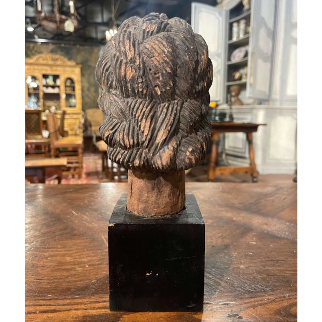 17th Century Spanish Carved Polychrome Bust of Christ on Stand For Sale - Image 9 of 12