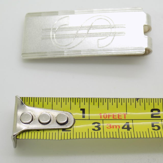 Vintage Italian Handmade Genuine Sterling Silver 925 Engraved Money Clip With "$" For Sale - Image 9 of 9