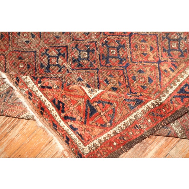 Persian 19th Century Zabihi Collection Tribal Brown Orange Distressed Persian Balouch Rug - 3'4" x 6'5" For Sale - Image 3 of 8