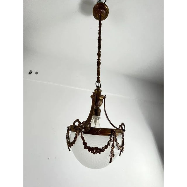 Mid-Century Bronze and Glass Empire Style Hanging Light, 1950s For Sale - Image 9 of 13