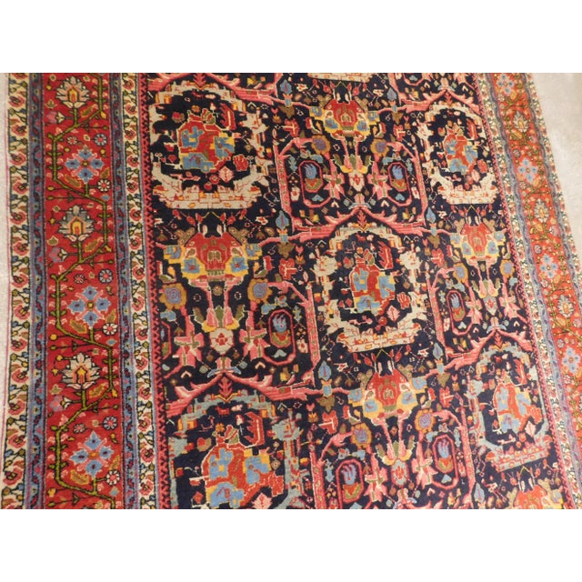 Blue Vintage Persian Floral Rug For Sale - Image 8 of 13