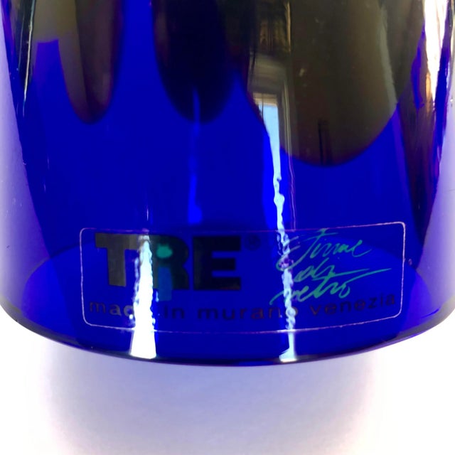 Vintage Vetri Murano Green Blue Glass Cone Sculptures- Set of Three For Sale In Buffalo - Image 6 of 7