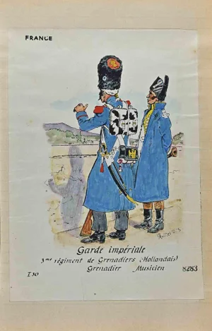 Herbert Knotel, Garde Imperiale (French Army), Original Ink & Watercolor Drawing, 1940s