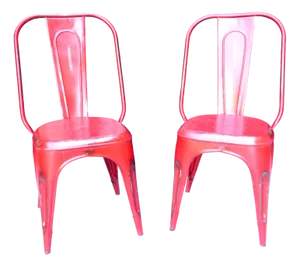 Set of Red Sheet Metal Chairs
