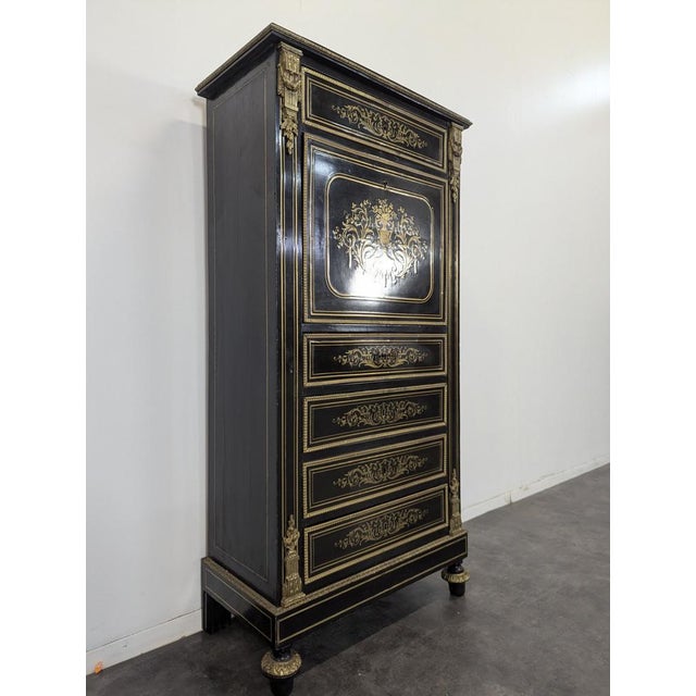 Napoleon III Lady's Writing Desk in Blackened Lacquered Wood For Sale - Image 4 of 13