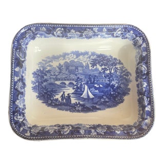 Antique Wedgwood Etruria Rectangular Blue & White Bowl For Sale